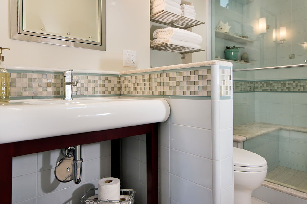 pony wall to make toilet private Contemporary Bathroom San