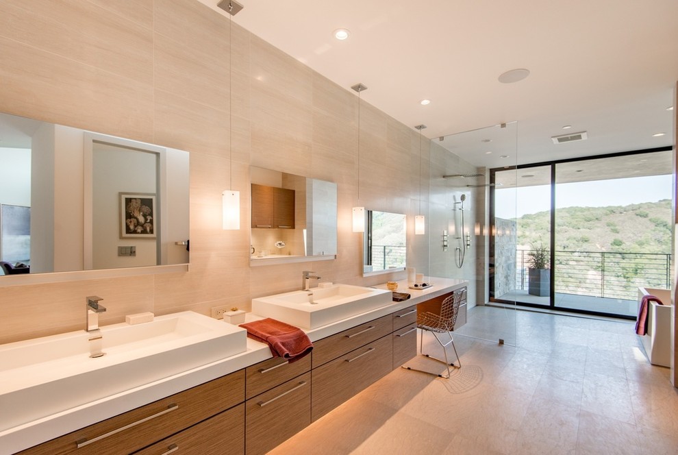 Inspiration for a contemporary bathroom in San Francisco with an open shower.