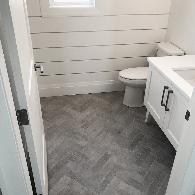 Powder Room - Herringbone Tile - Bathroom - Vancouver - by Westpro ...