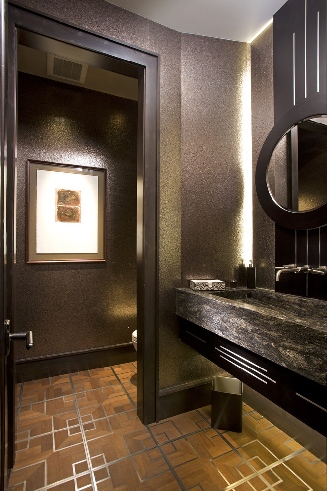 ミネアポリスにあるラスティックスタイルのおしゃれな浴室 (一体型シンク) の写真