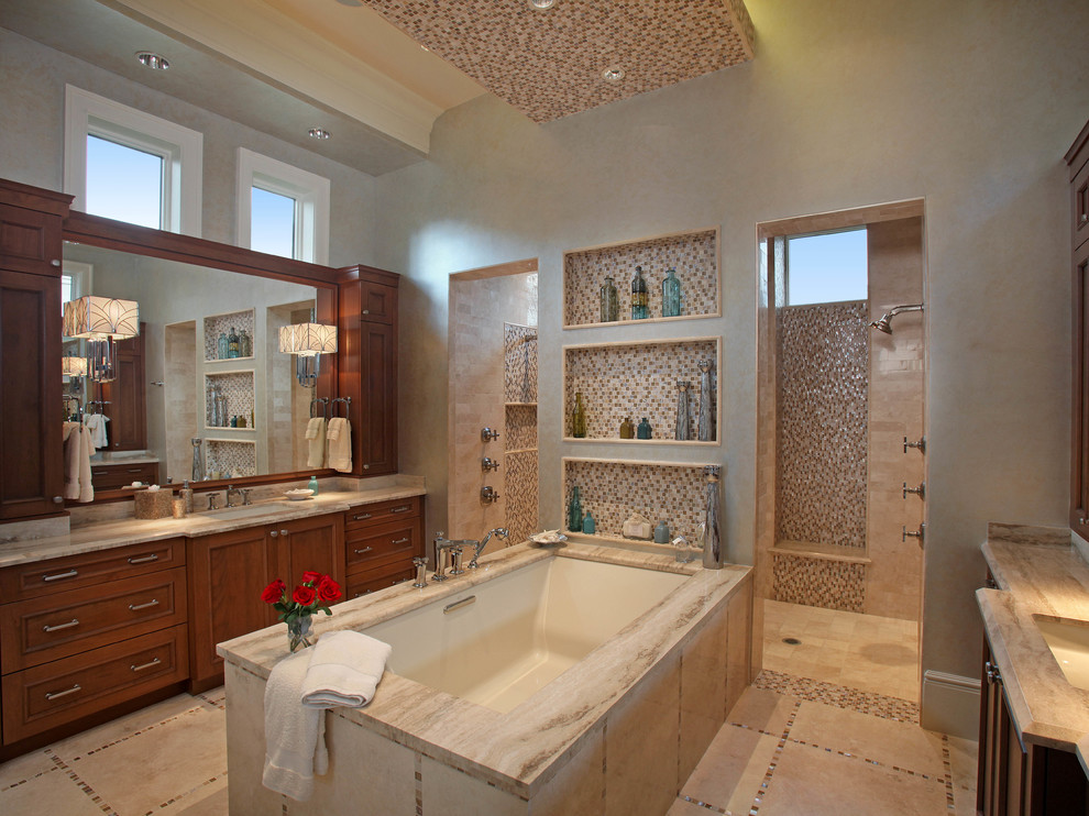 Example of a transitional bathroom design in Miami