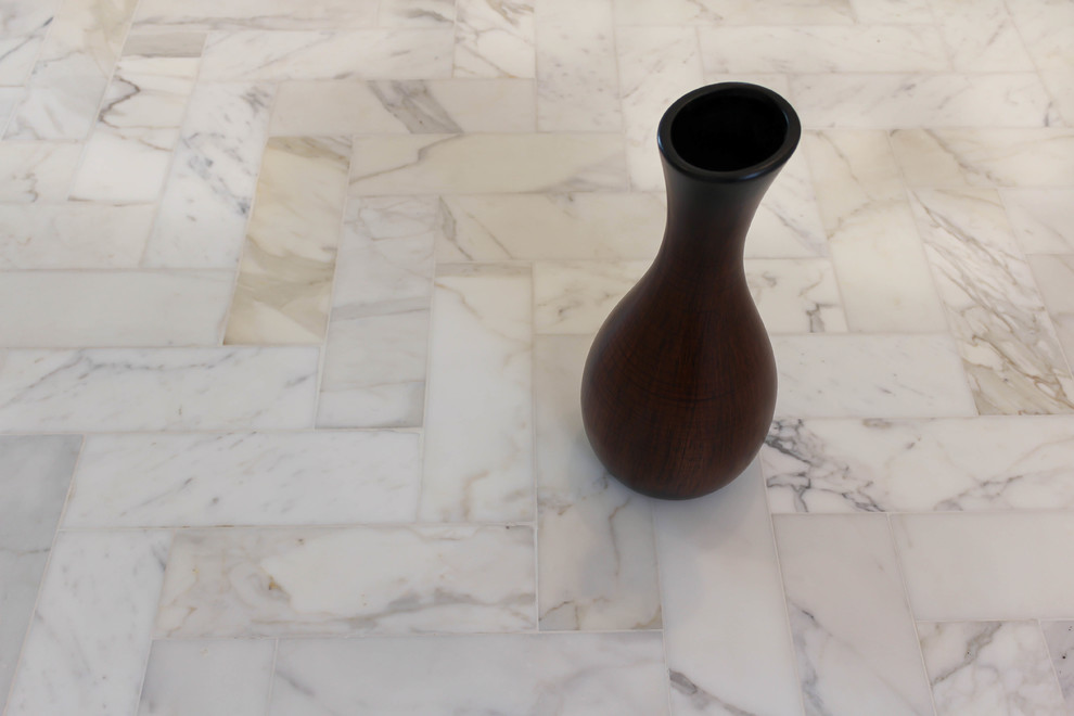 Inspiration for a transitional marble floor bathroom remodel in Miami