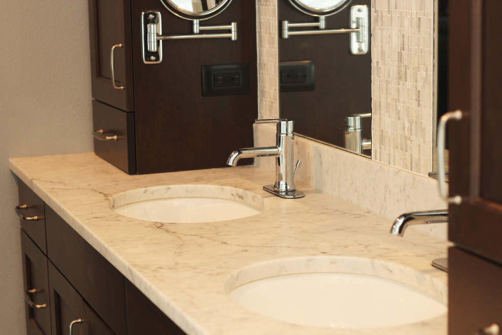 Quartz Marble looking countertops offer durability. - Transitional - Bathroom - Other - by ...
