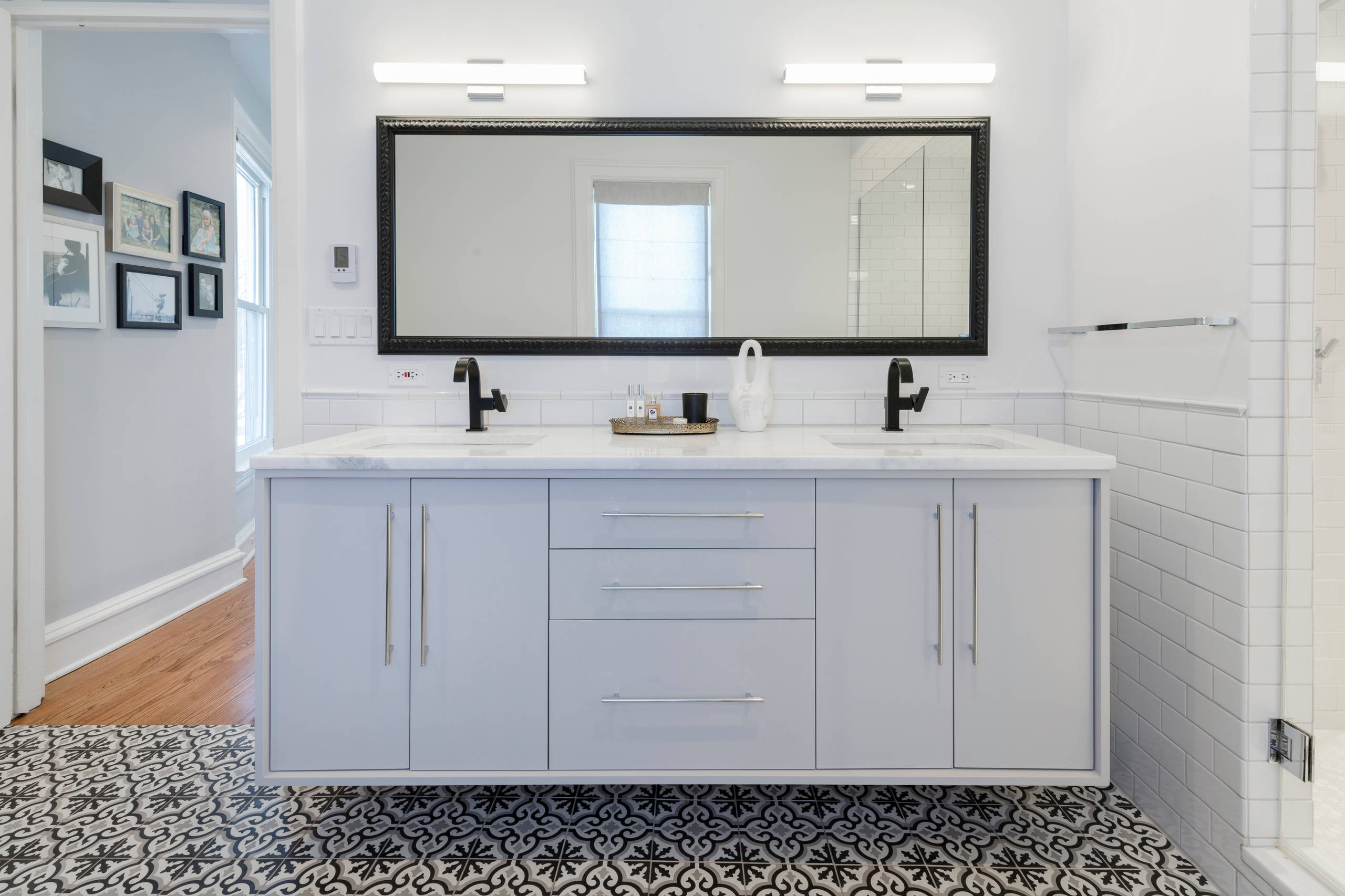 Queen Anne Addition Floating Vanity Transitional Bathroom Chicago By Mia Rao Design Houzz