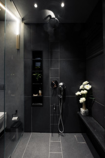 69 Almost Pure Black Bathroom Design Ideas - DigsDigs