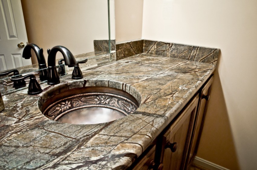 Rainforest Brown Granite Bathroom Vanity Traditional Bathroom DC