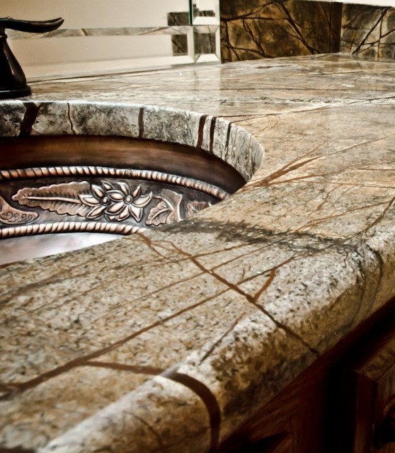 Rainforest Brown Granite Bathroom Vanity Classique Salle de Bain
