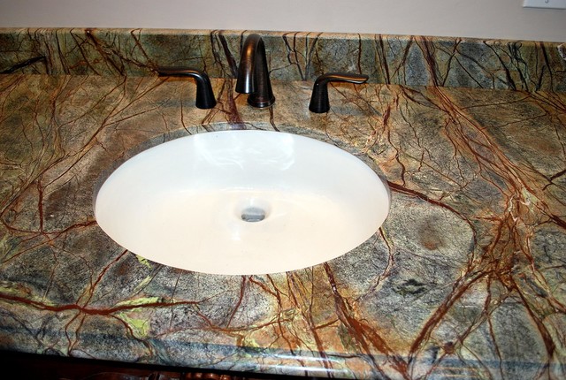 Rainforest Green Granite Vanity - Modern - Bathroom - Boston