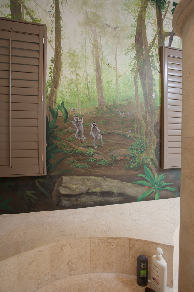 Imagen de cuarto de baño principal exótico grande