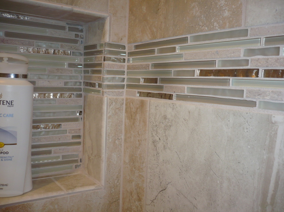 Recessed niche with glass tiles and ceramic tile in Los Alamos New Mexico Transitional