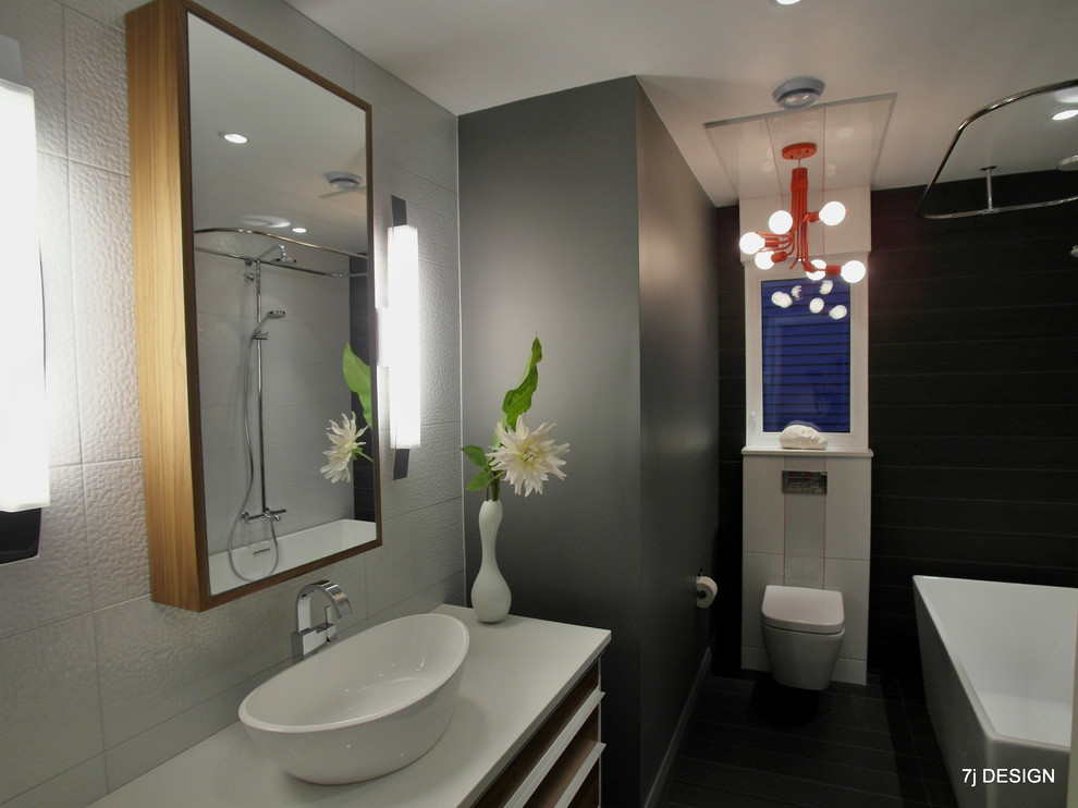 Red, Grey and White Bathroom Contemporary Bathroom Ottawa by 7j DESIGN Houzz