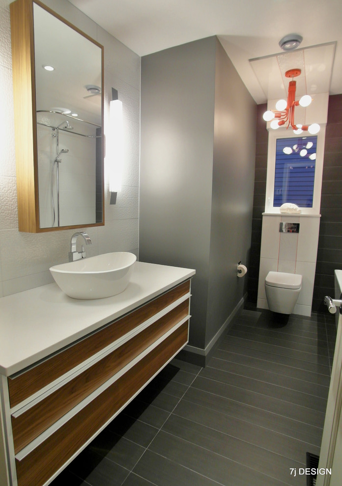 Red, Grey, White Bathroom Contemporary Bathroom Ottawa by 7j