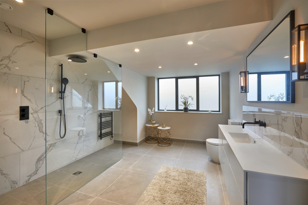 Refurbished and Extended Dormer Bungalow Modern Bathroom West