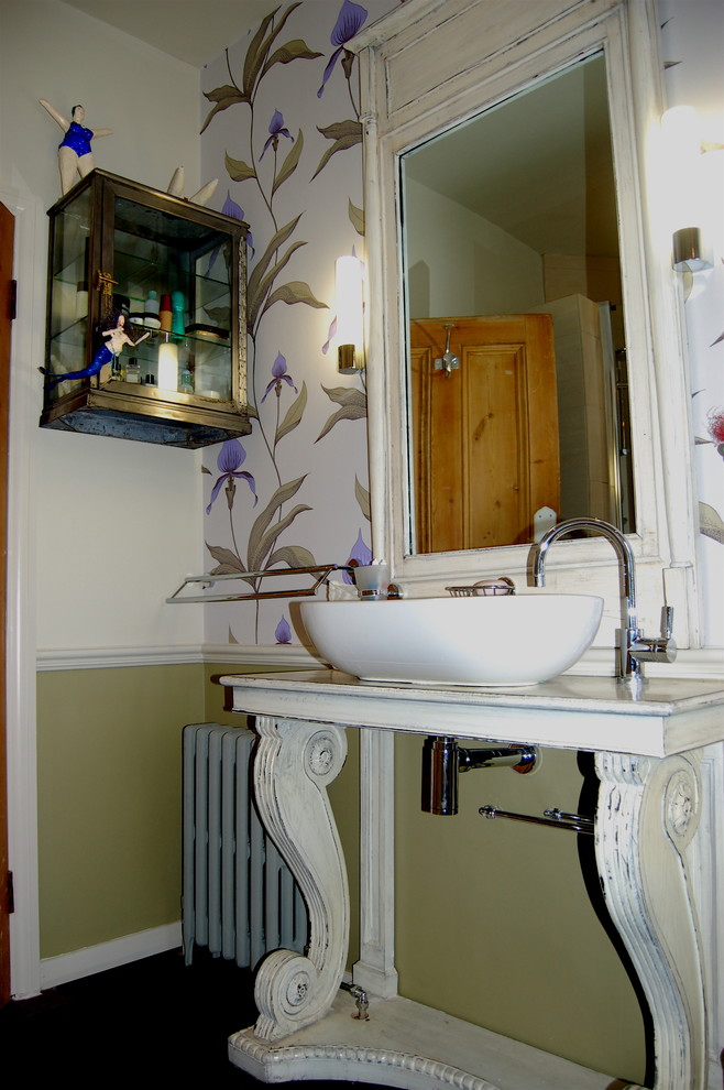 Inspiration for a victorian bathroom in Surrey with a dado rail.