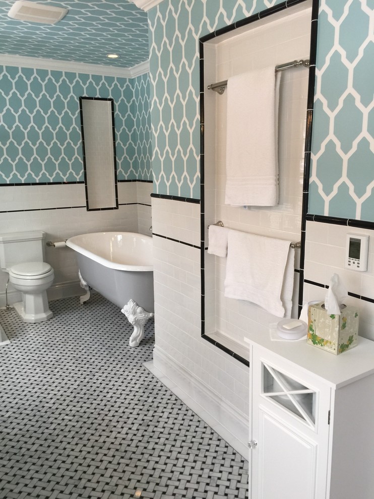 Retro-Modern Black, White & Teal Bath Remodel - Eclectic - Bathroom - New York - by Cortese ...