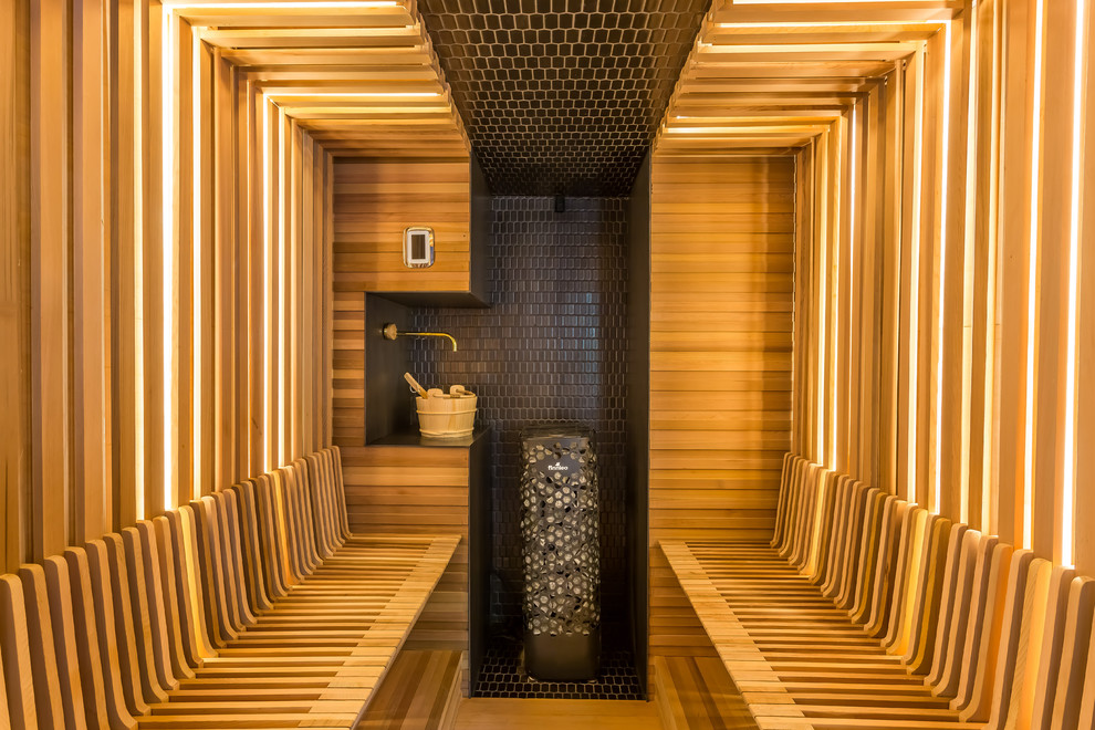 Cette image montre un sauna vintage.