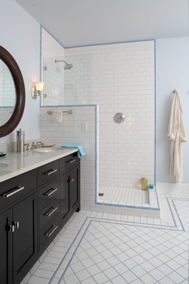 Inspiration for a timeless subway tile bathroom remodel in Seattle