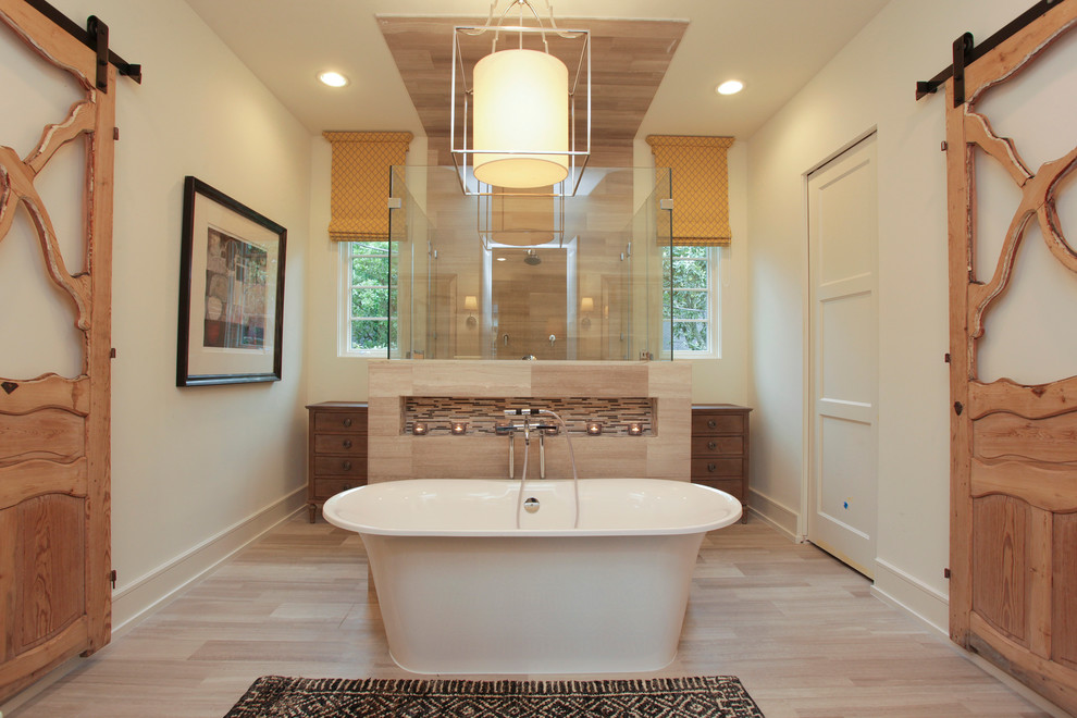 Photo of a classic bathroom in Houston with a freestanding bath.