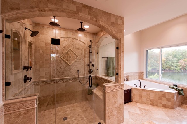 Roman-style Bath Adds Splendor to Reston Townhome - Traditional - Bathroom  - DC Metro - by Michael Nash Design, Build & Homes | Houzz
