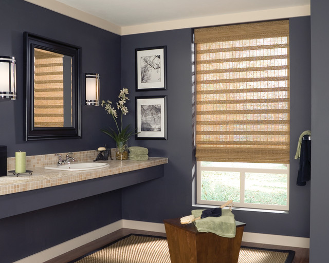 Roman Style Woven Wood Blinds, Bathroom Wooden Blinds