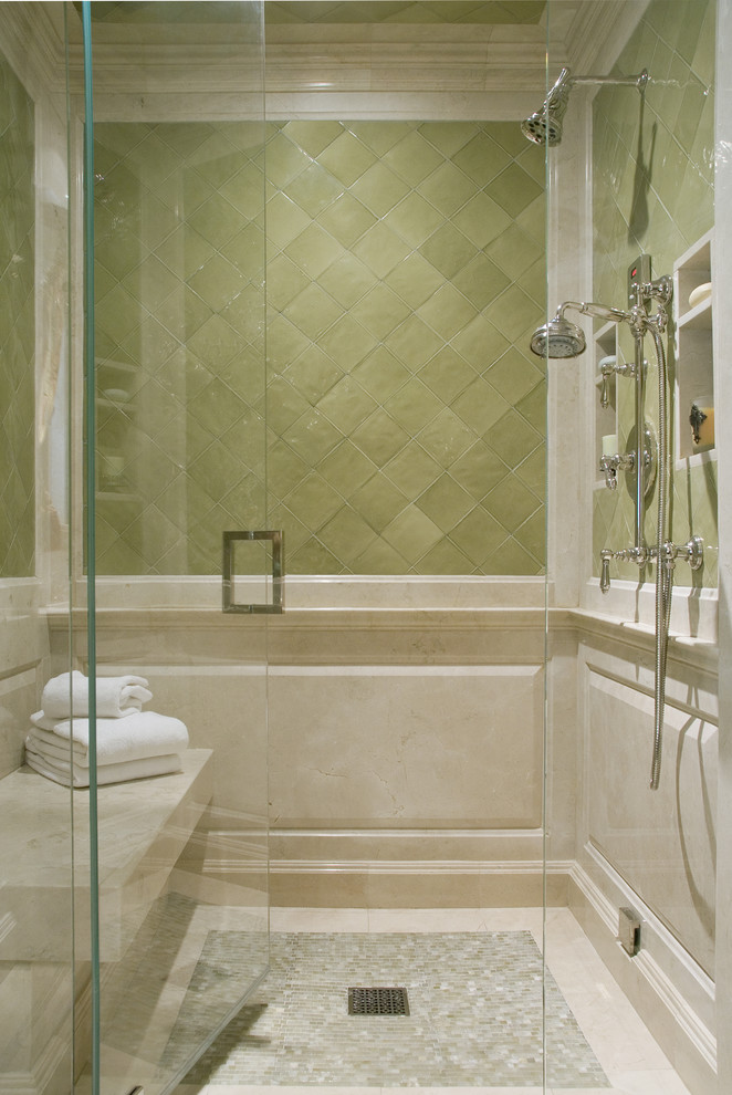 Example of a tuscan mosaic tile bathroom design in Los Angeles
