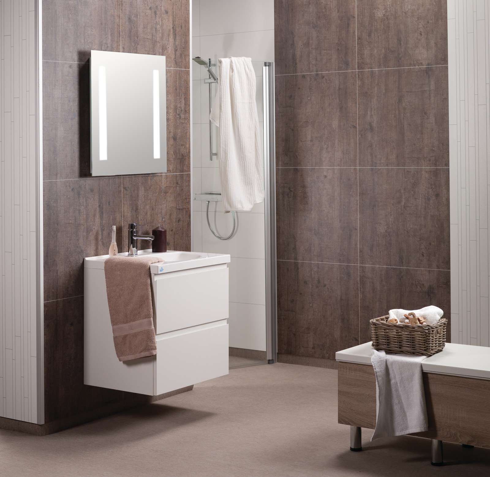 Rough Wood Shower And Bathroom Wall Panels With A Laminate Top Surface Farmhouse Bathroom Columbus By Innovate Building Solutions Houzz