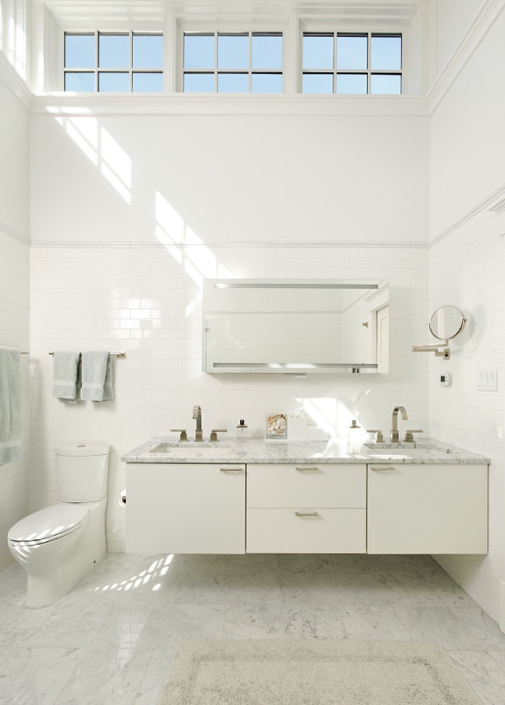 Источник вдохновения для домашнего уюта: ванная комната в современном стиле с плиткой кабанчик