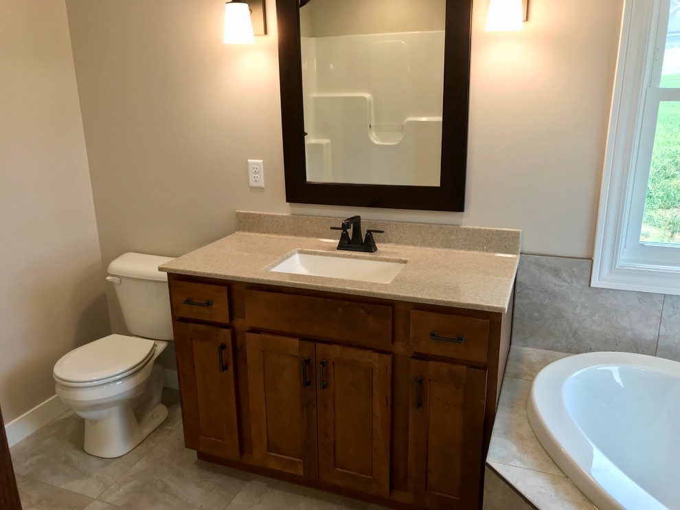 Rustic Birch Briarwood Koch with MSI Solare Quartz Tops