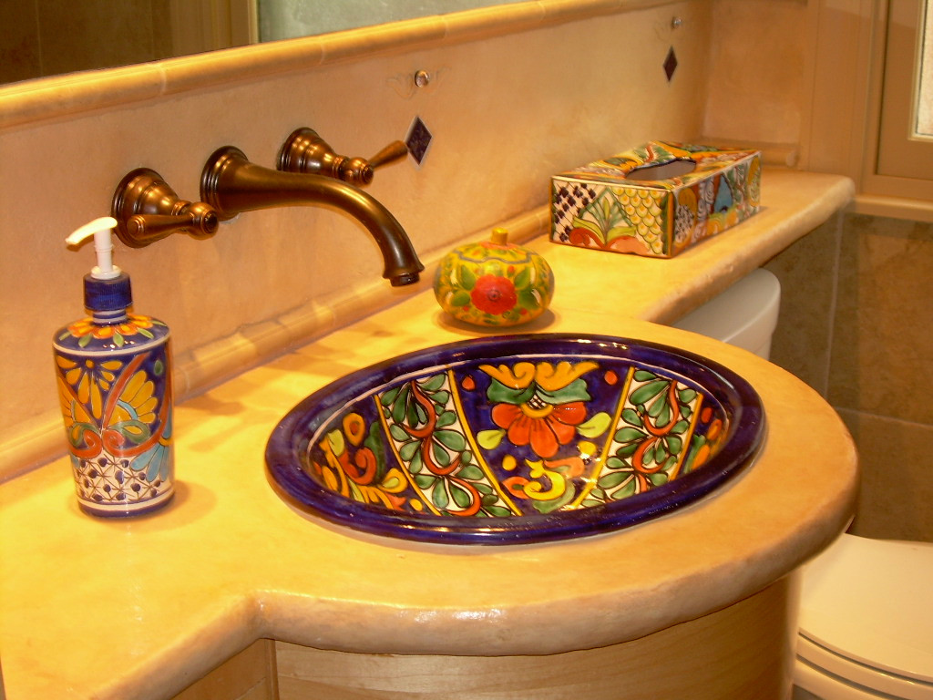Rustic Composite Countertop In Mexican, Mexican Style Bathroom Vanity Lights