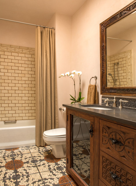 Classic Mexican Santa Fe, NM - Rustic - Bathroom - Albuquerque - by STATEMENTS IN Tile/Lighting/Kitchens/Flooring | Houzz