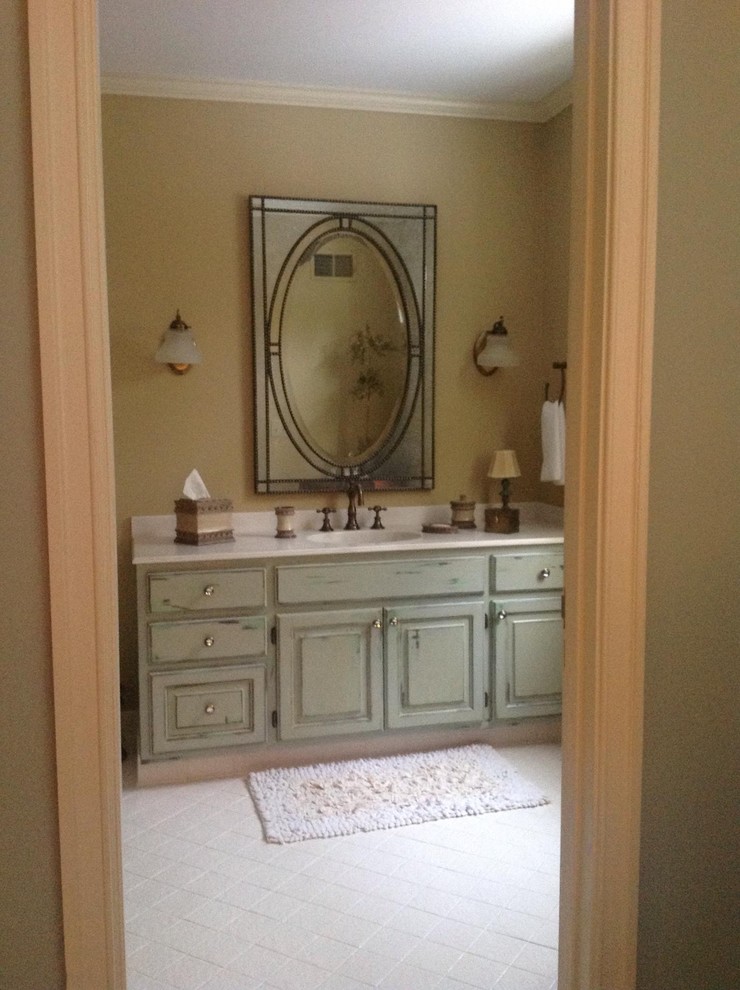Rustic French Hand Painted Bathroom Vanity Traditional Bathroom