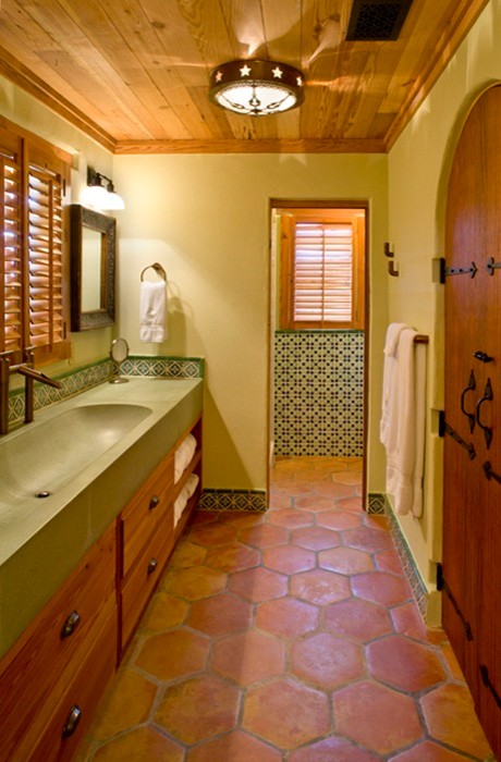Rustic Hacienda Style Texas Ranch - Southwestern - Bathroom - Houston
