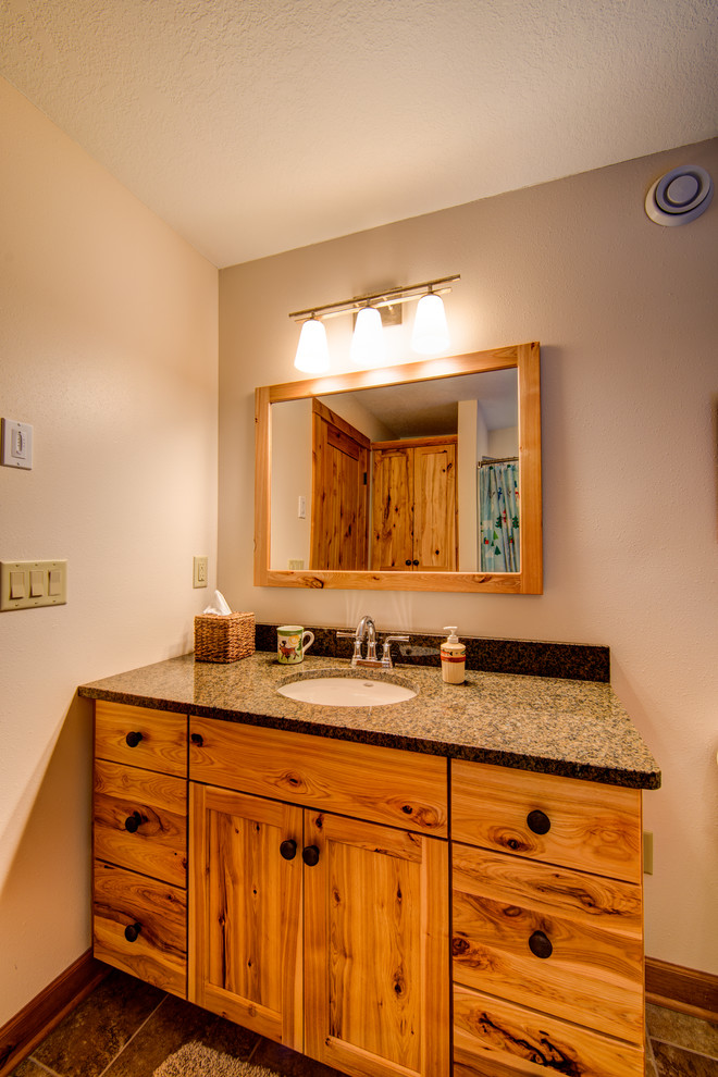 Rustic hickory vanity and granite top Rustic Bathroom Minneapolis
