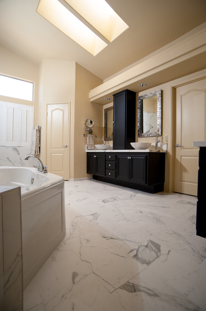 Large San Diego Master Bathroom Remodel with Skylights Transitional