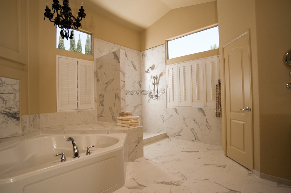 Luxurious Master Bathroom Remodel with Walk In Shower Transitional