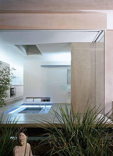 Kleines Modernes Badezimmer En Suite mit Schiebetür-Duschabtrennung in San Francisco