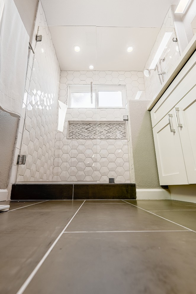 San Jose Master Bathroom Remodel with 3D Tile Installation - Modern ...