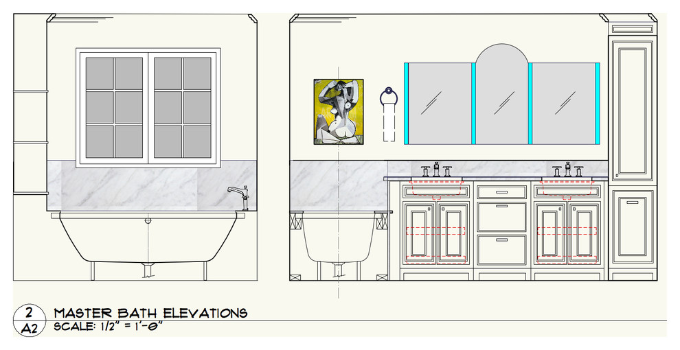Idées déco pour une petite douche en alcôve principale classique avec un lavabo encastré, un placard avec porte à panneau encastré, des portes de placard blanches, un plan de toilette en marbre, une baignoire encastrée, un bidet, un carrelage noir et blanc, des dalles de pierre, un mur bleu et un sol en carrelage de céramique.