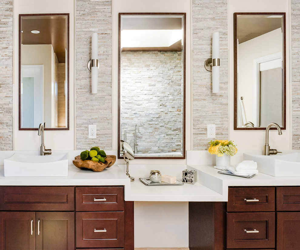 Example of a transitional bathroom design in San Francisco