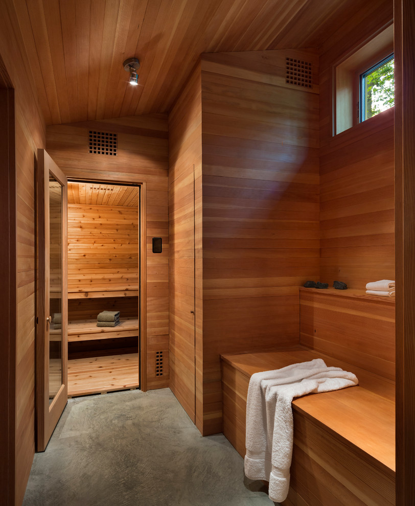 Inspiration pour un sauna minimaliste de taille moyenne.