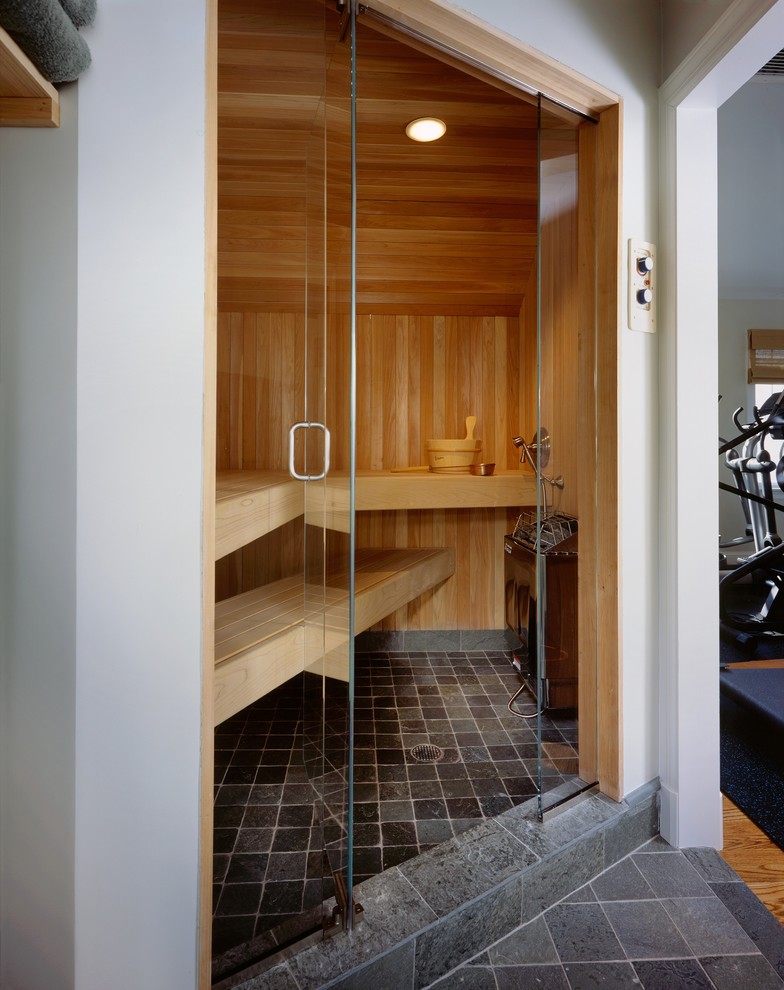 Contemporary sauna bathroom in New York.