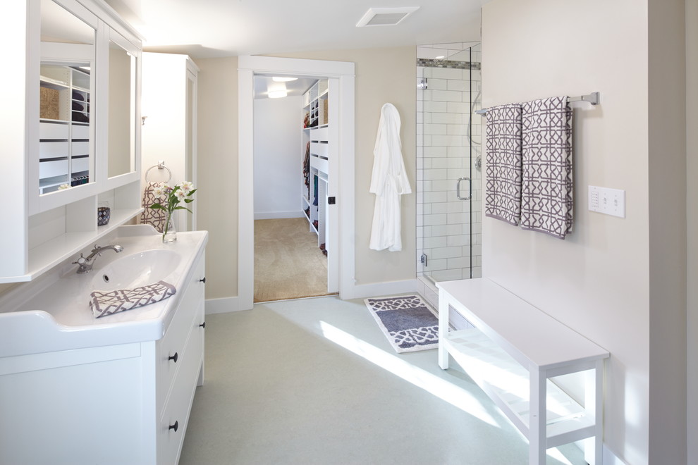 Свежая идея для дизайна: главная ванная комната среднего размера в стиле ретро - отличное фото интерьера
