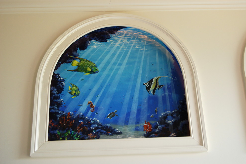 Sea Themed Murals in a Master Bathroom, handpainted by Tom Taylor of