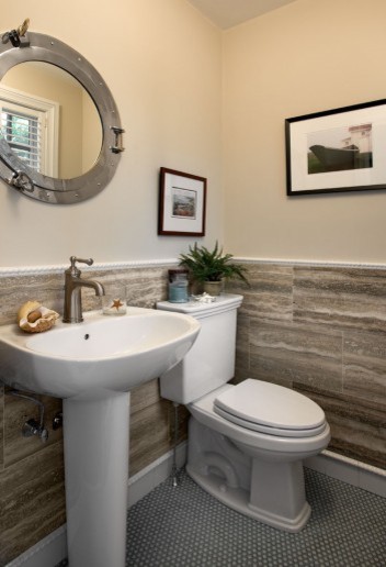 This is an example of a coastal bathroom in Boston.