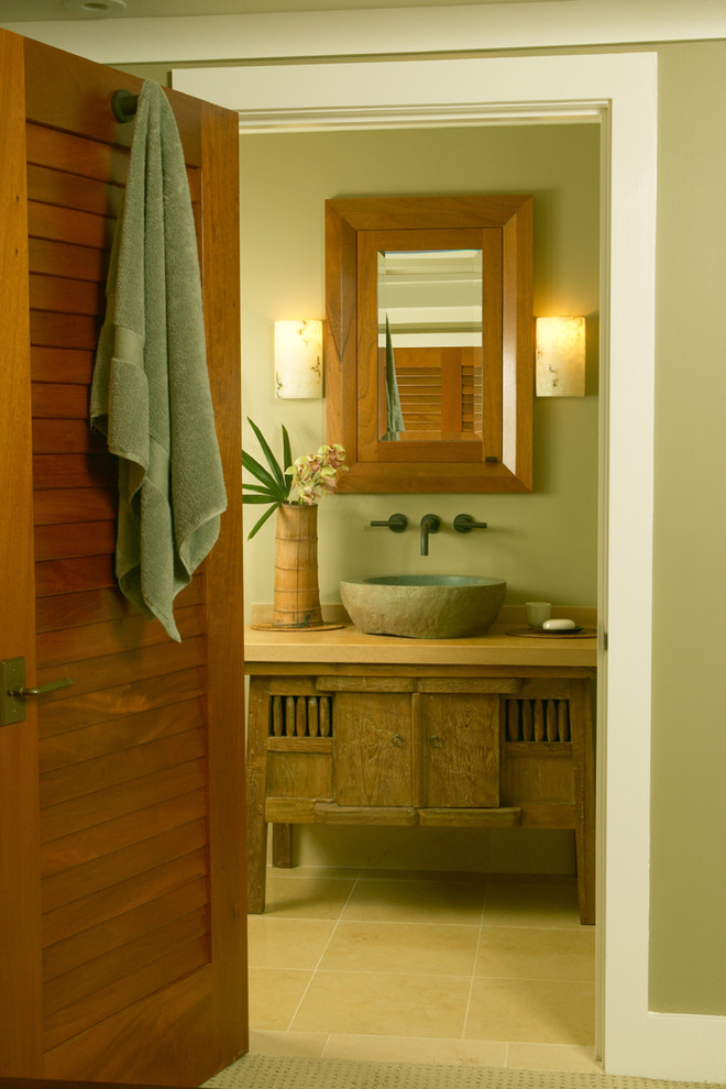 This is an example of a world-inspired bathroom in Hawaii.