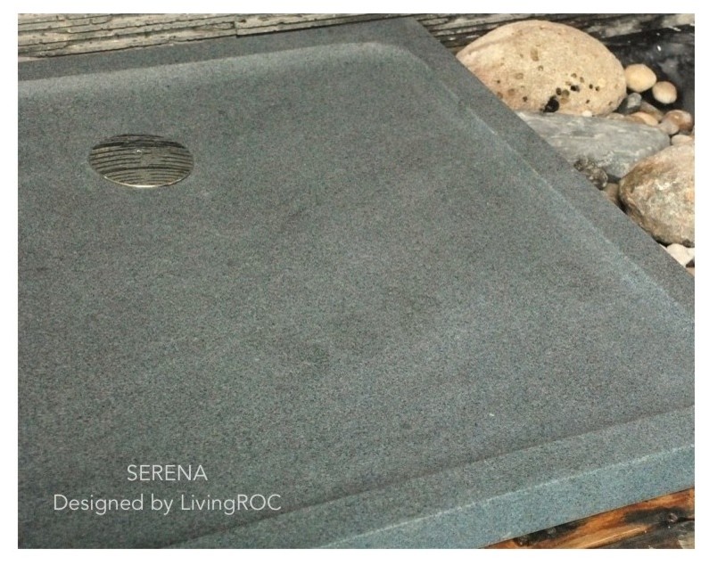 SERENA 36"x 36" STONE SHOWER BASE IN GENUINE GRAY GRANITE Craftsman Bathroom Miami by