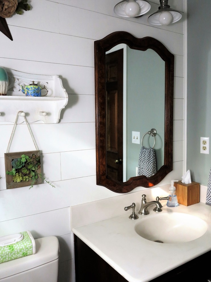 Shiplap Powder Room Farmhouse Bathroom New York by Interiors by