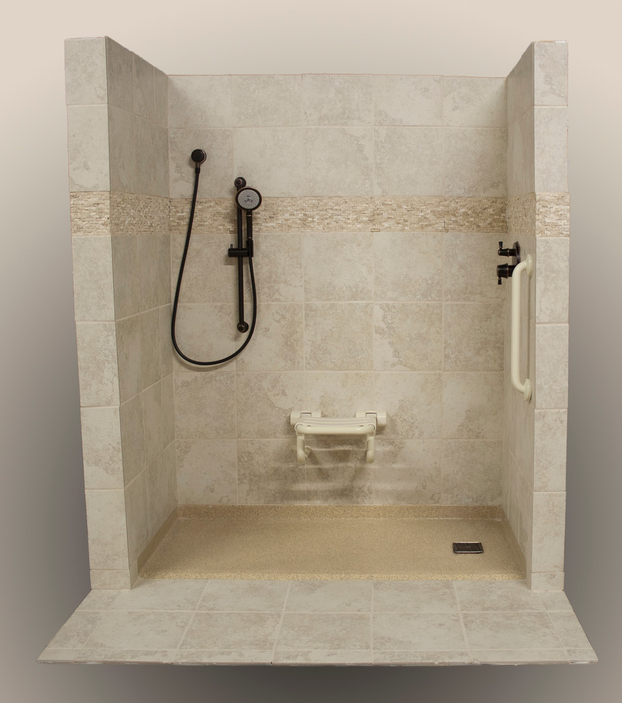 Example of a classic bathroom design in Portland Maine with beige walls