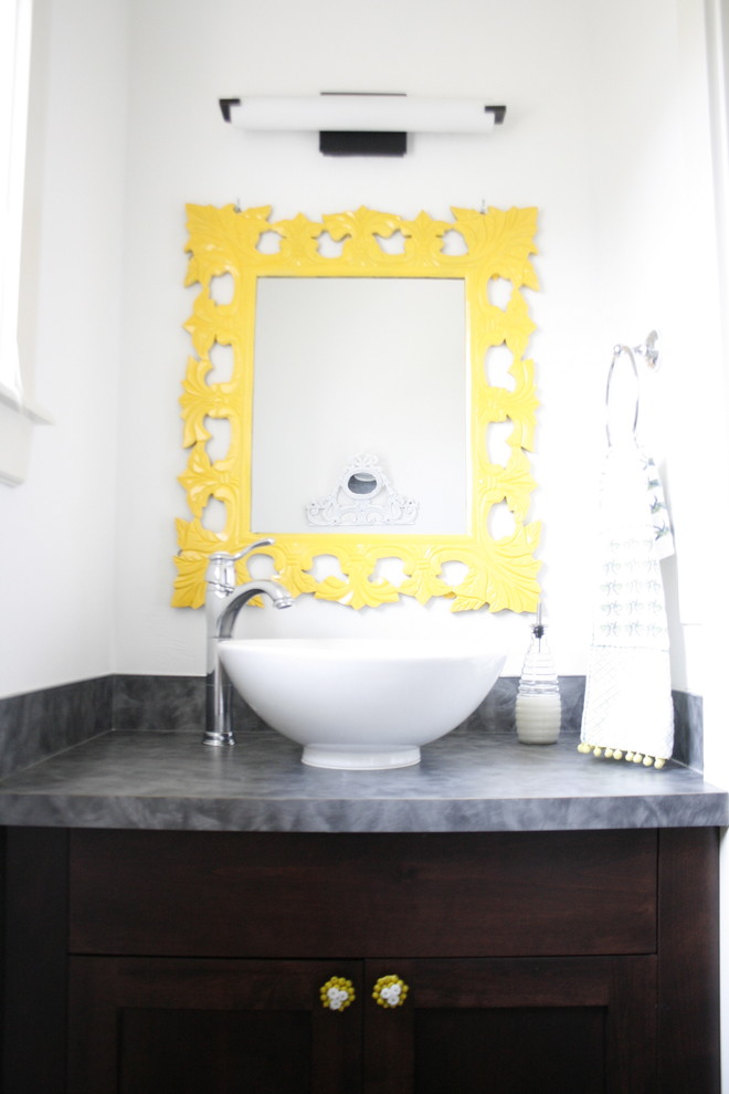 Example of an eclectic bathroom design in Boise with a vessel sink
