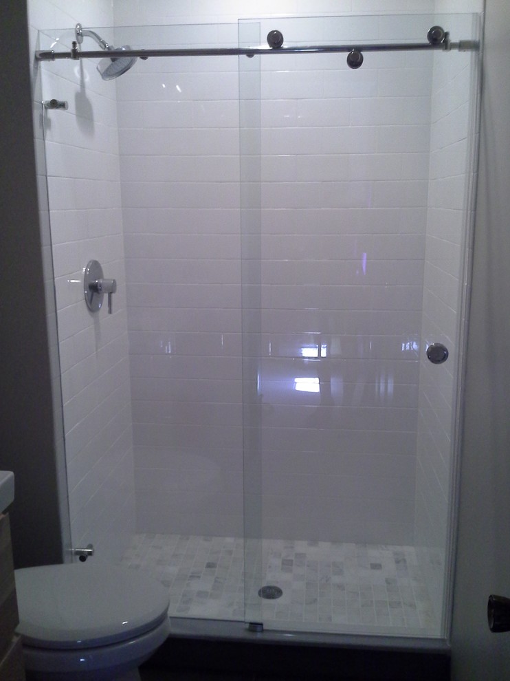Skyline sliding shower door Traditional Bathroom Minneapolis by American Glass & Mirror